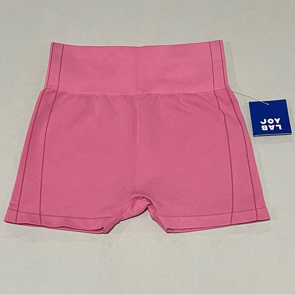 Womens Joylab High-Rise Ribbed Seamless Bike Shorts,Color Ice Pink,Size S & XS
